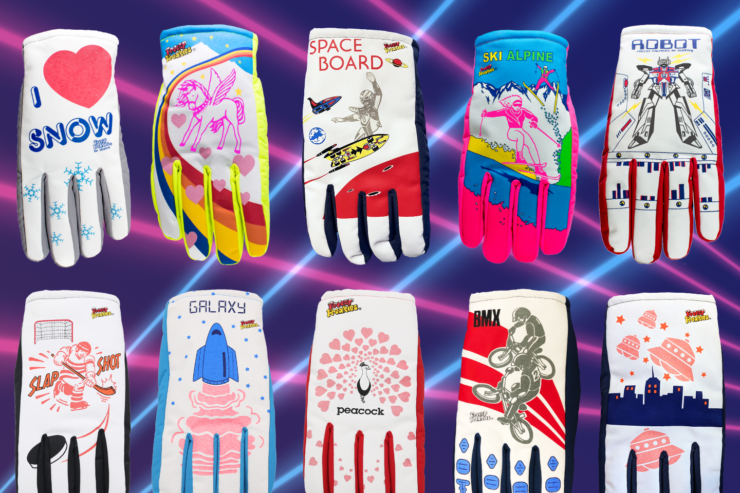 2025 Freezy Freakies glove collection on laser background