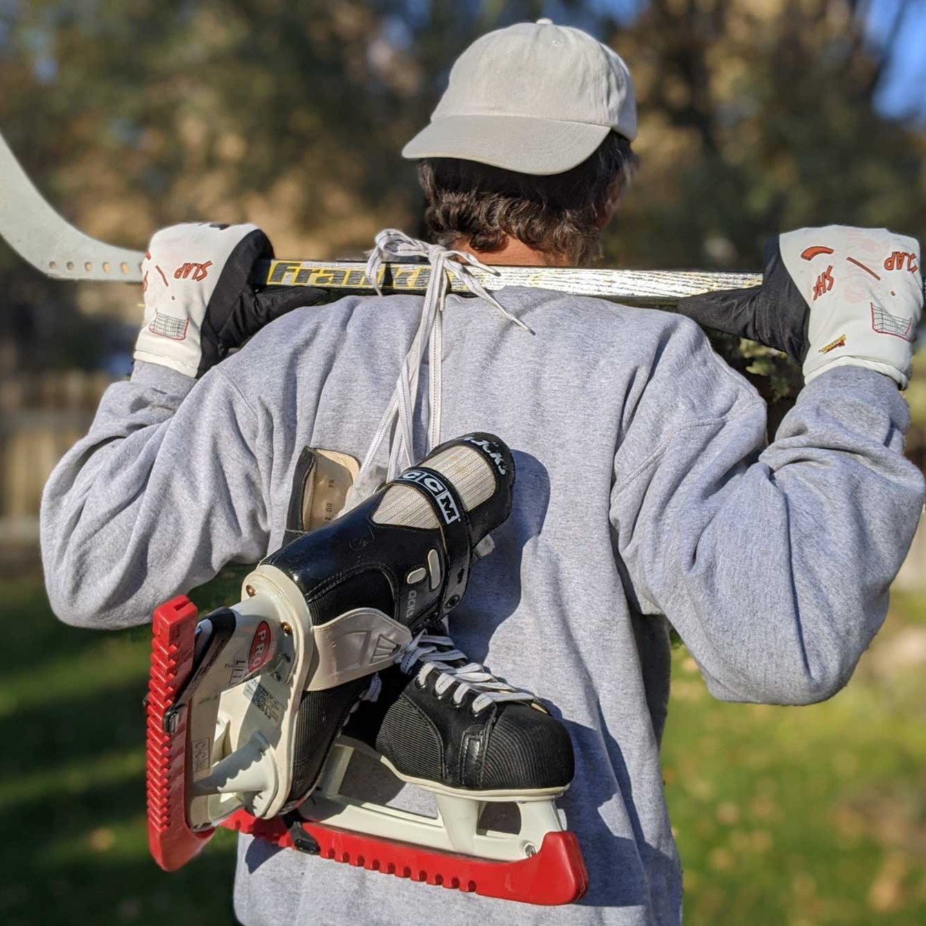 Freezy Freakies Slap Shot Hockey gloves with the cool guy doing the classic totally casual over the shoulder sling pose