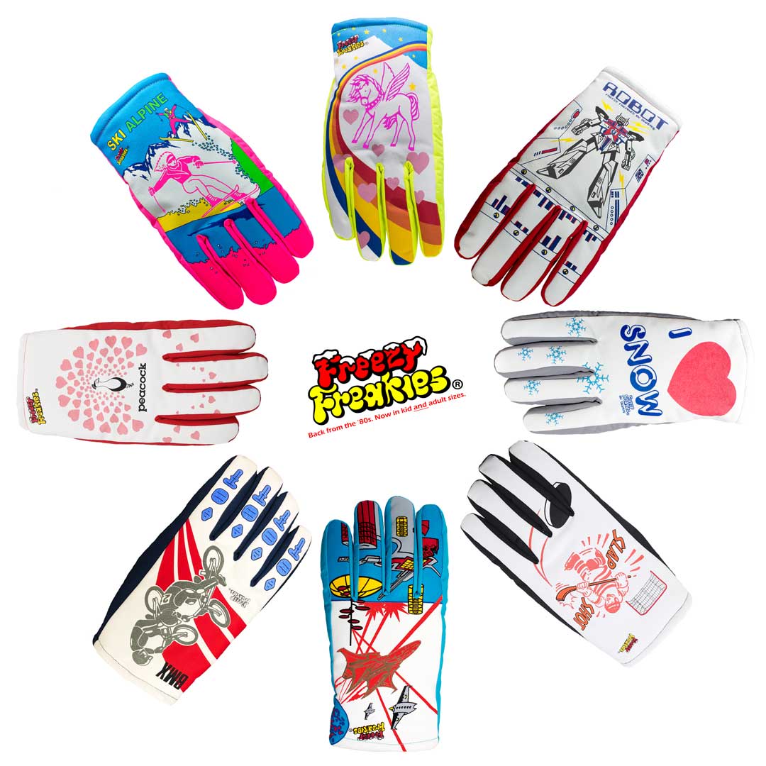 Freezy Freakies circle of gloves around logo