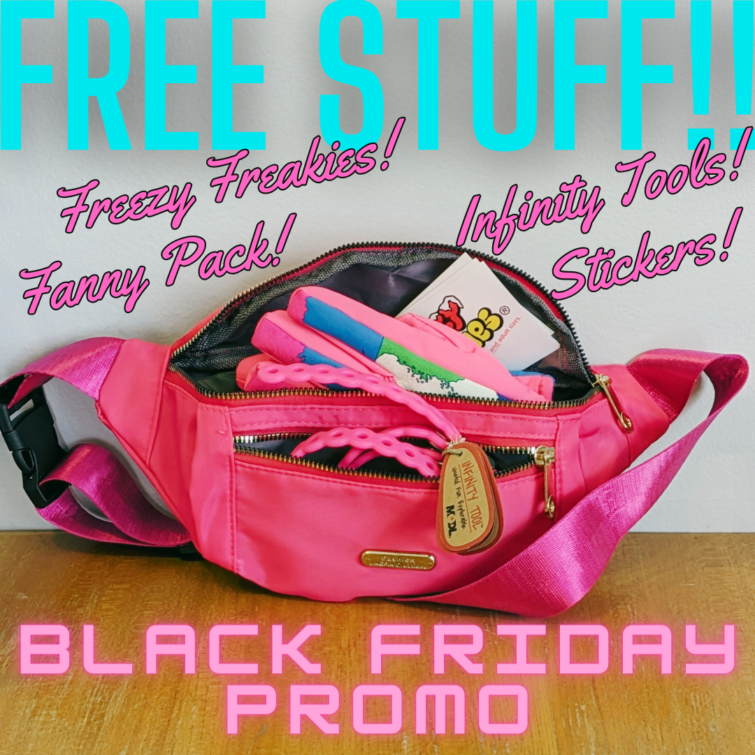 Freezy Freakies Black Friday holiday promo: Buy 4 get 1 free plus free fanny pack, 2 free infinity tools and stickers