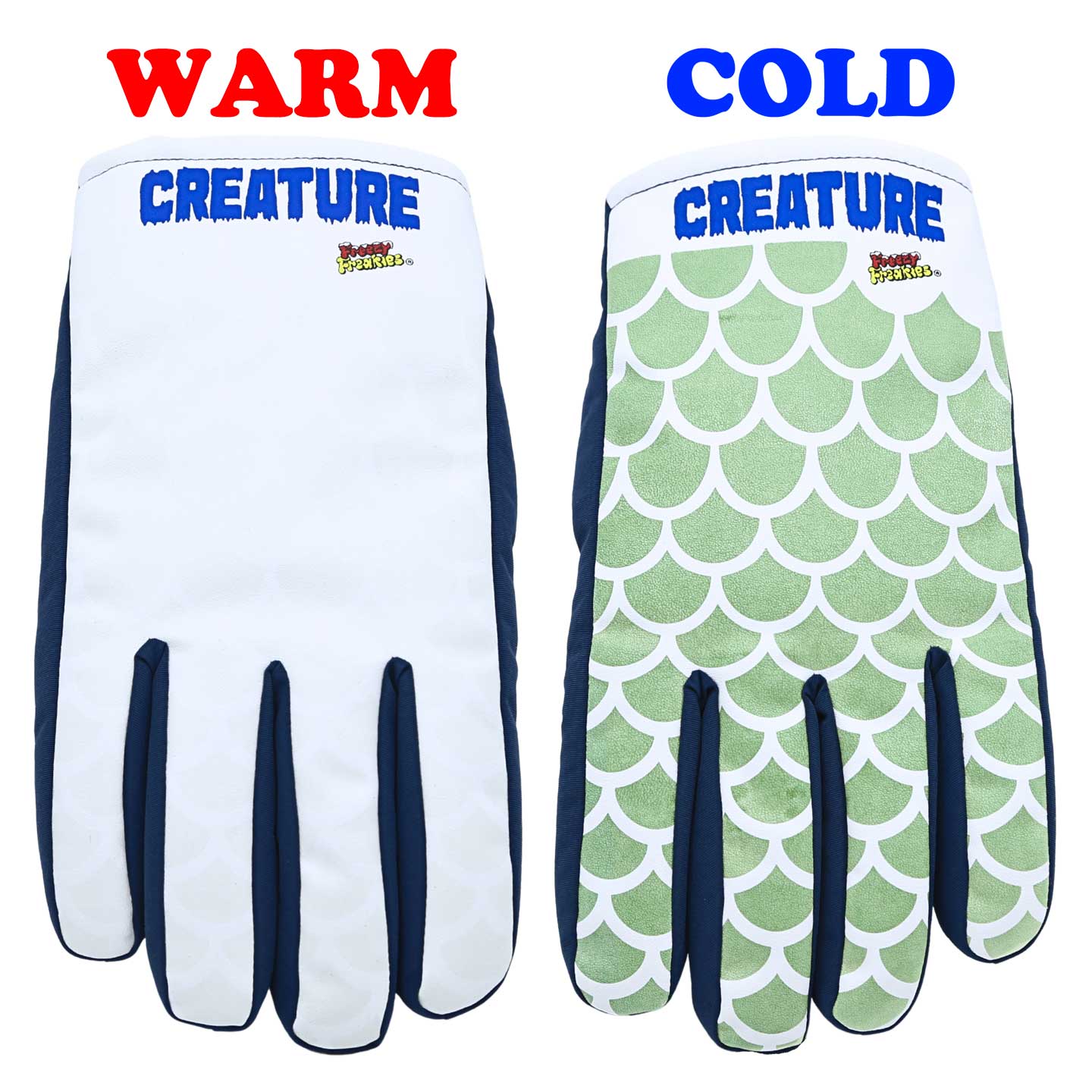 Creature Freezy Freakies gloves - warm and cold comparison