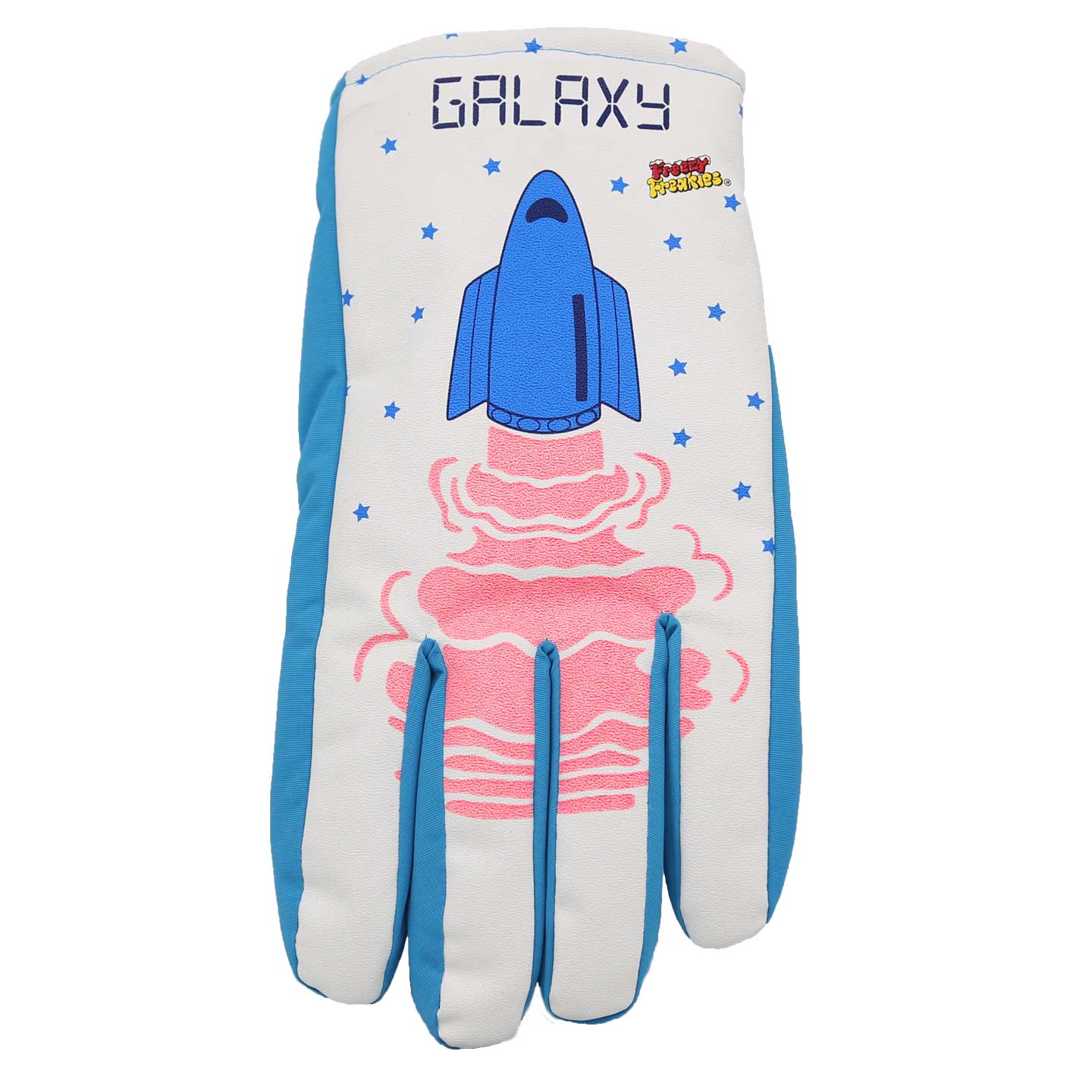 Galaxy Freezy Freakies winter gloves with rocket ship blasting off