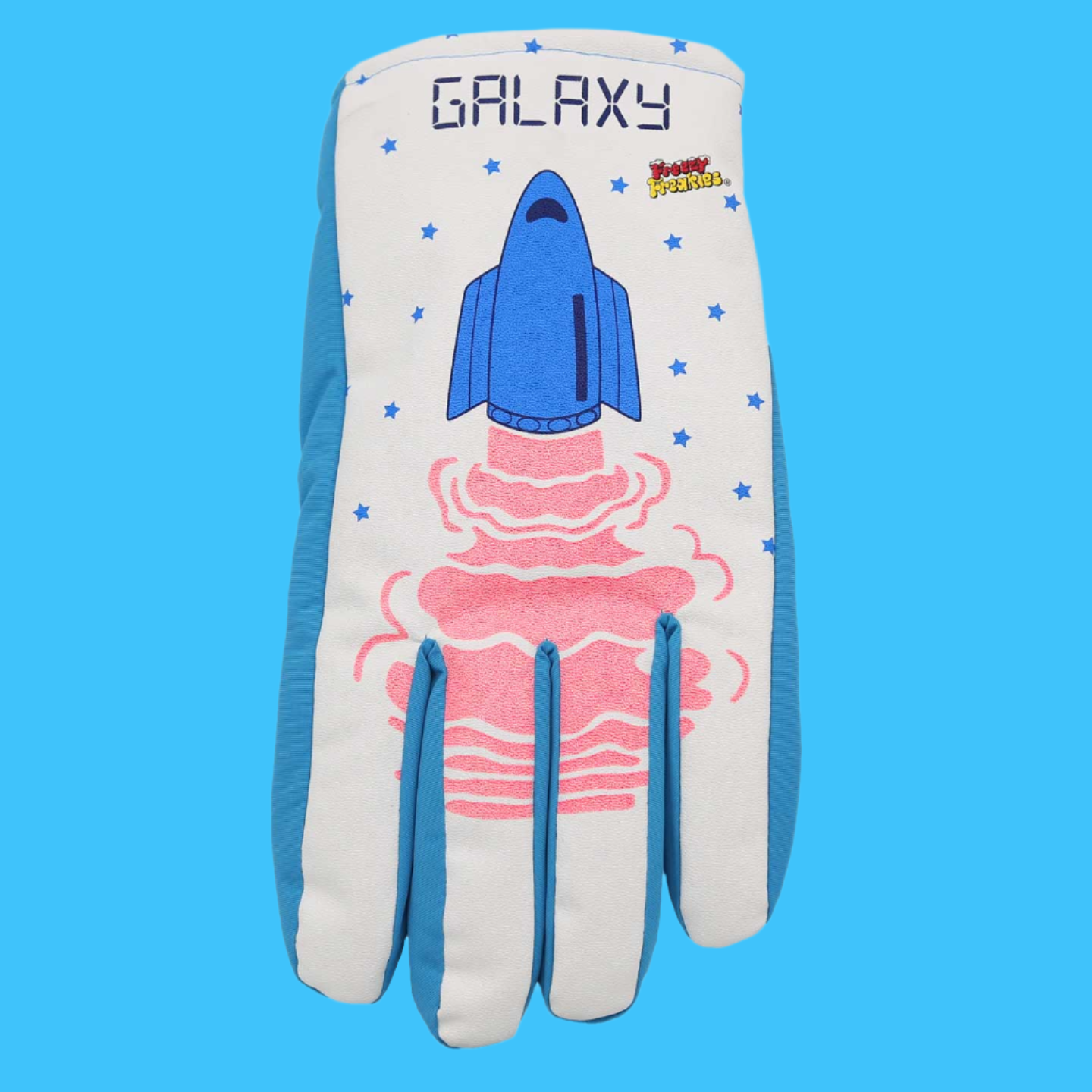 Galaxy Freezy Freakies winter gloves with rocket ship blasting off