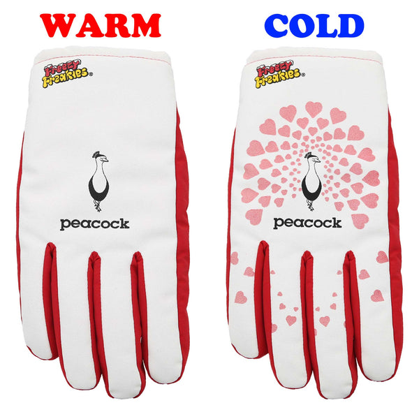 Peacock Freezy Freakies gloves in warm and cold mode